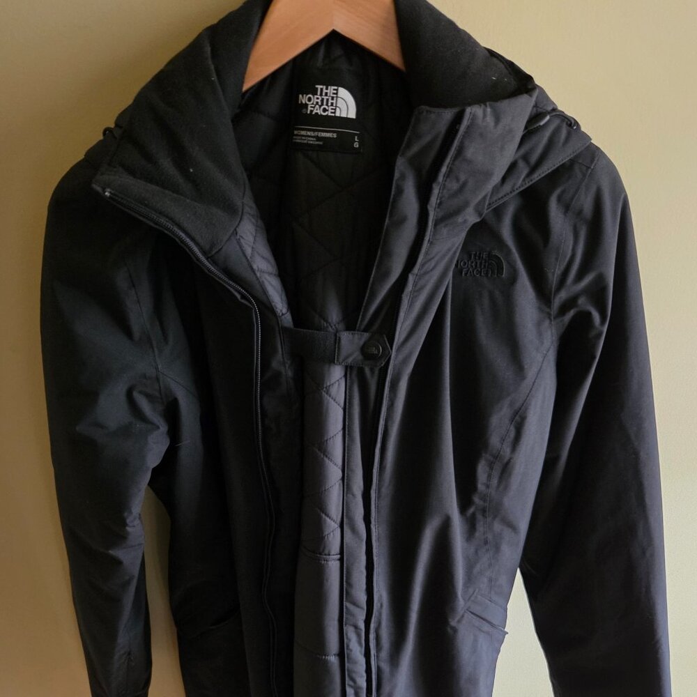THE NORTH FACE - WOMENS LARGE BLACK WINTER HOODED JACKET